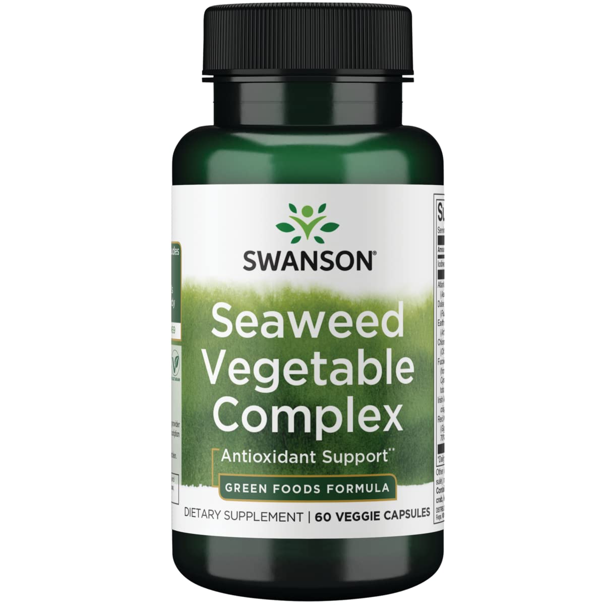Front view of Swanson GRN Seaweed Vegetable Complex bottle
