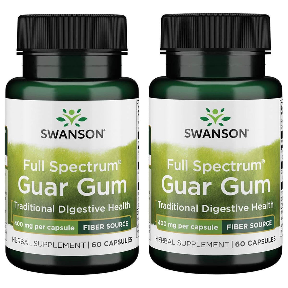 Front view of Swanson Full Spectrum Guar Gum 400 mg 60 Caps (2 Pack) bottle