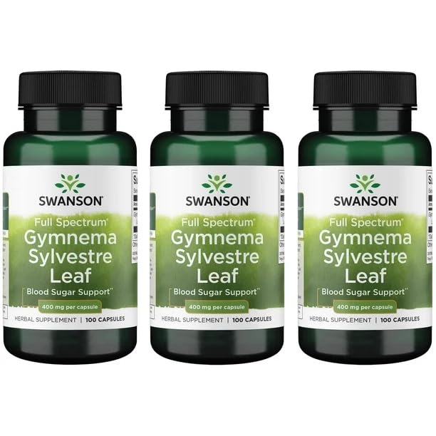 Swanson Gymnema Sylvestre Leaf 100-Capsule 3-Pack front view