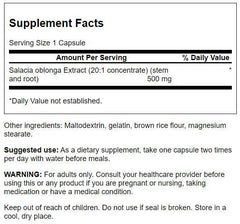 Close-up of Swanson Herb Salacia Oblonga capsules
