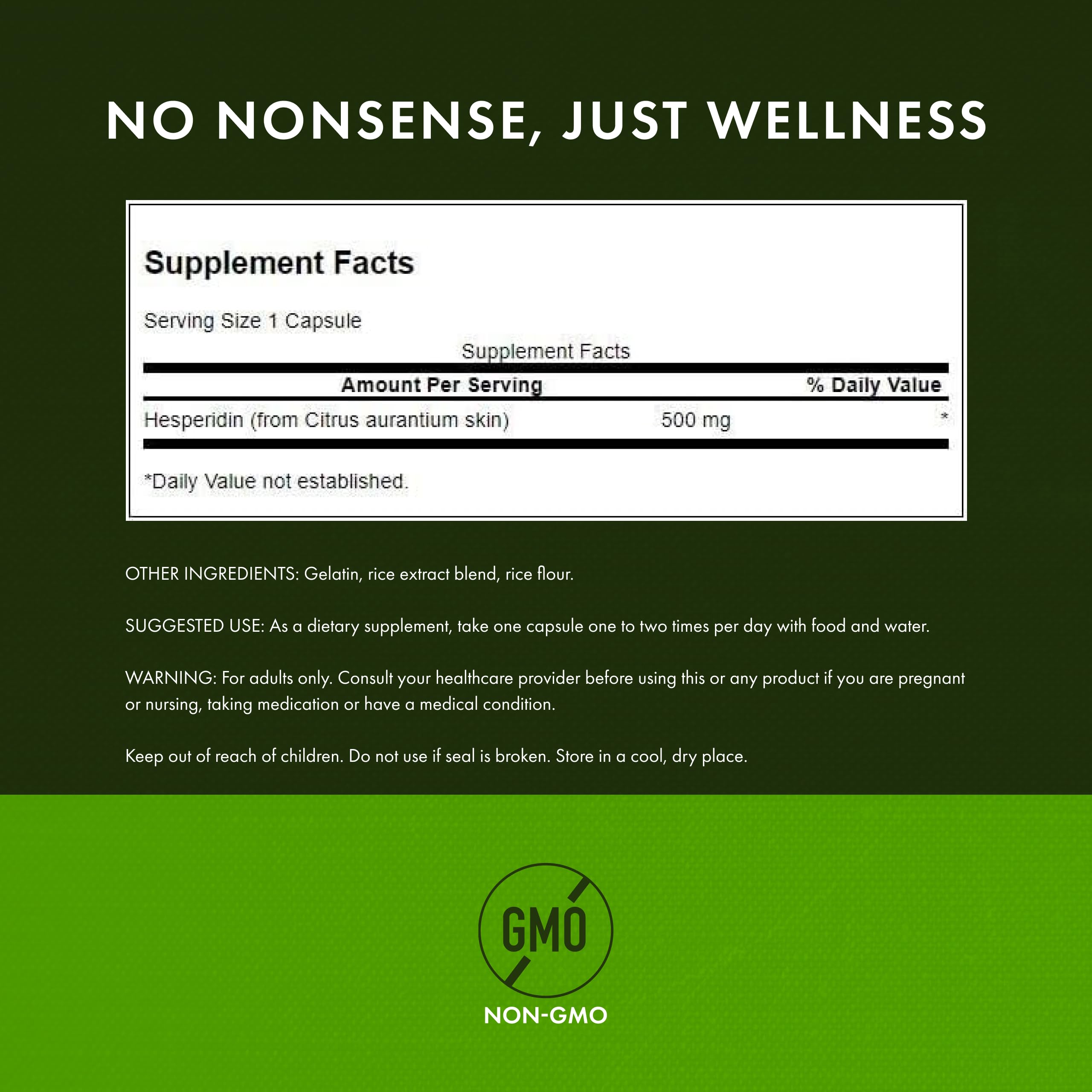 Swanson Hesperidin 500 mg label with supplement facts