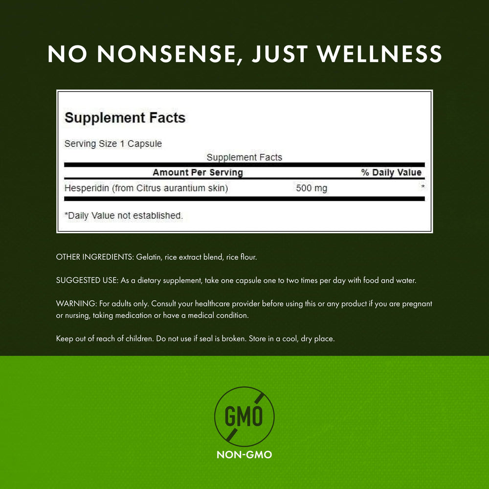 Swanson Hesperidin 500 mg label with supplement facts