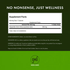 Swanson Hesperidin 500 mg label with supplement facts