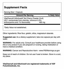 Packaging side view of Swanson HiActives Tart Cherry 60 capsules