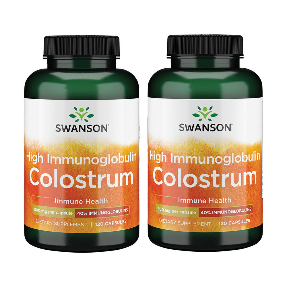 Bottle of Swanson High Ig Colostrum 500 mg, 120 capsules, 2-pack
