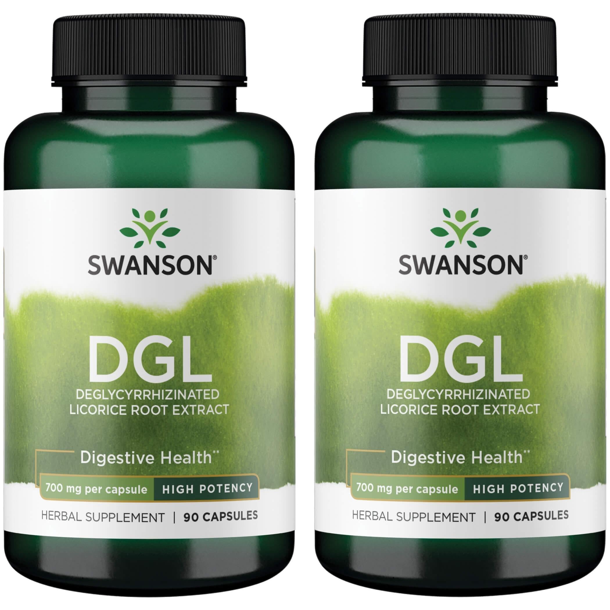 Swanson High Potency DGL Licorice 750 mg capsules – 90 capsules per bottle, 2 pack