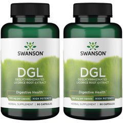 Swanson High Potency DGL Licorice 750 mg capsules – 90 capsules per bottle, 2 pack
