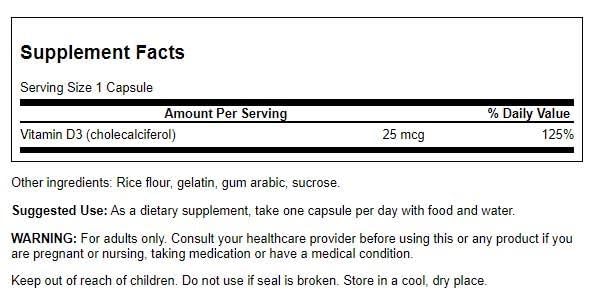 Swanson Vitamin D-3 1000 IU product bottle front view