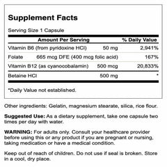 Back of Swanson Homocysteine Formula bottle with supplement facts