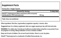Label close-up: Swanson HRB Olive Leaf Extract 100MG