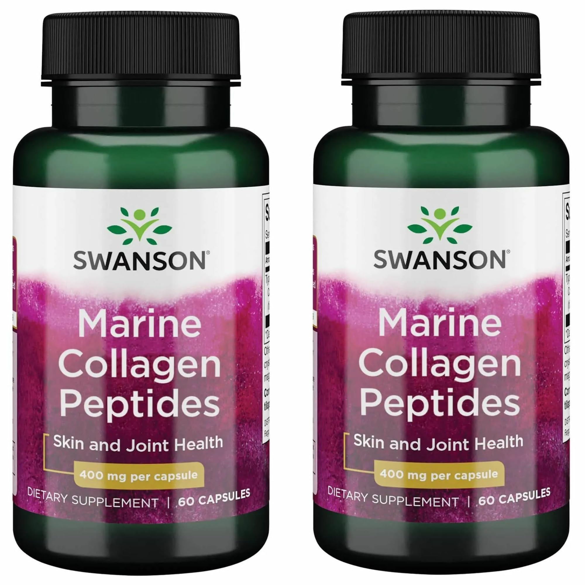Swanson Hydrolyzed Fish Collagen Type I bottle 400 mg, 60 capsules, 2-pack