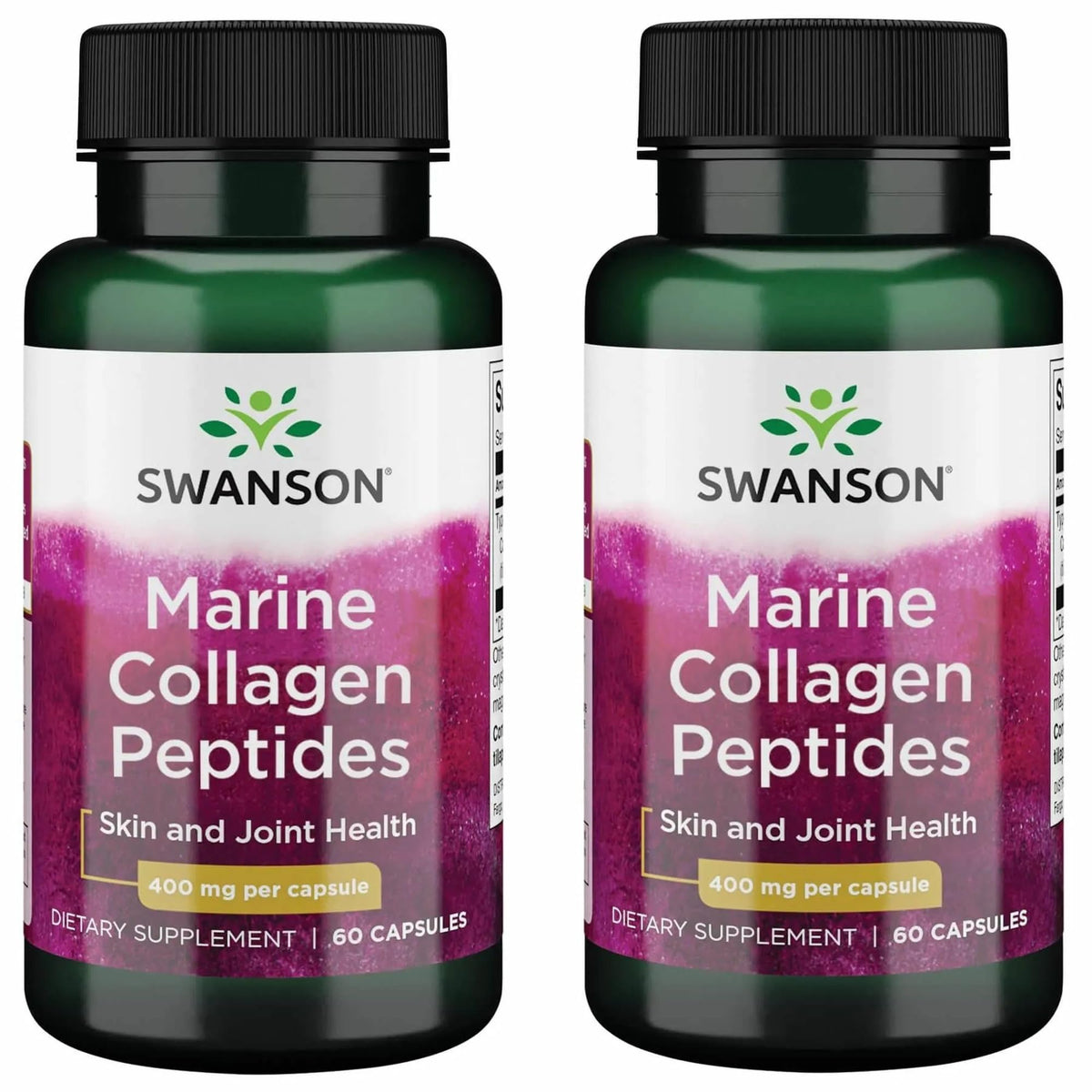 Swanson Hydrolyzed Fish Collagen Type I bottle 400 mg, 60 capsules, 2-pack