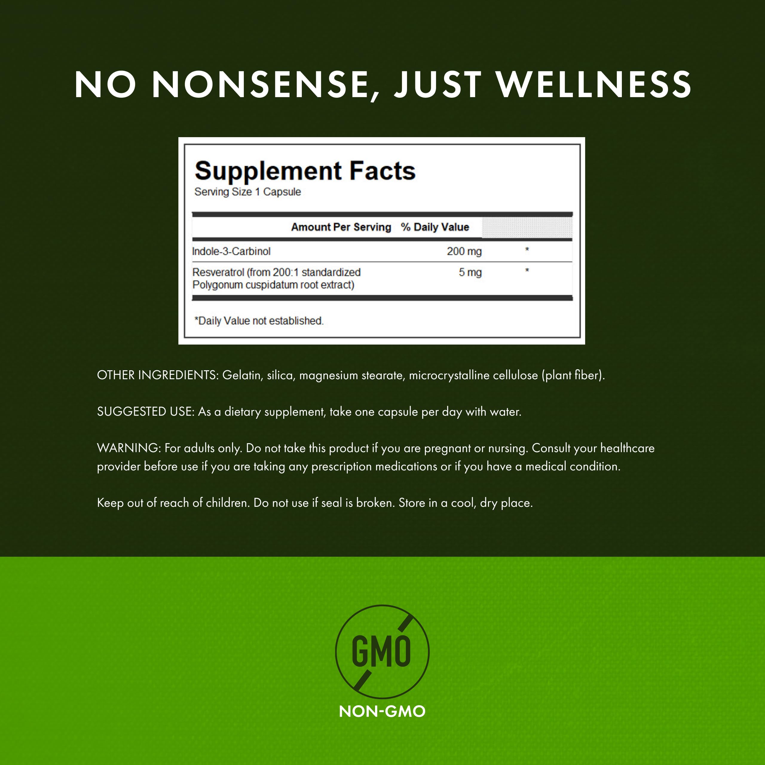 Swanson i3c-resveratrol capsules closeup highlighting 200 mg I3C and 5 mg resveratrol