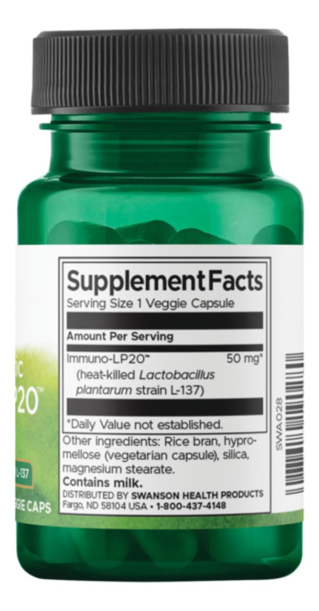 Close-up of Swanson Immunobiotic Immuno-Lp20 50 mg product label