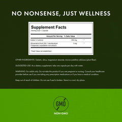 Supplement facts panel for Indole-3-Carbinol with Resveratrol