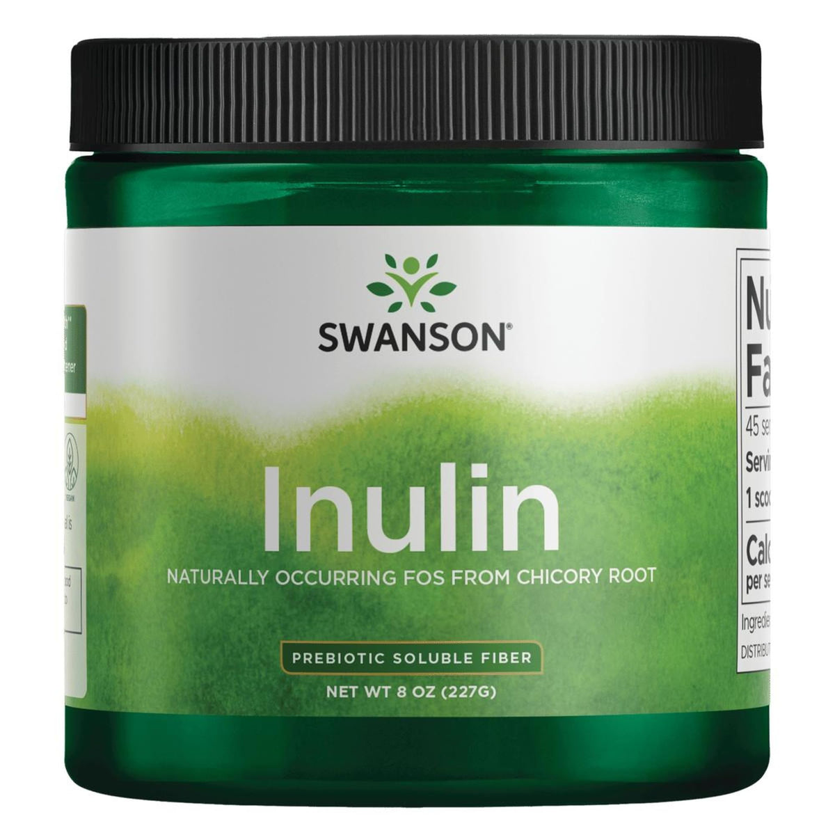 Swanson Inulin prebiotic fiber powder label on 8 oz container