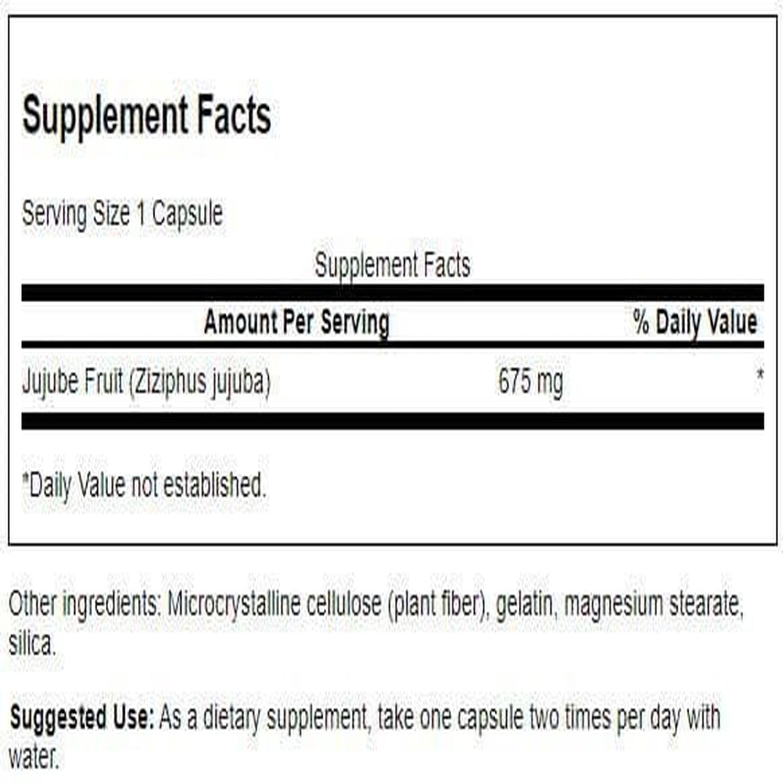 Swanson Jujube Fruit capsules arranged to emphasize natural stress support potential.