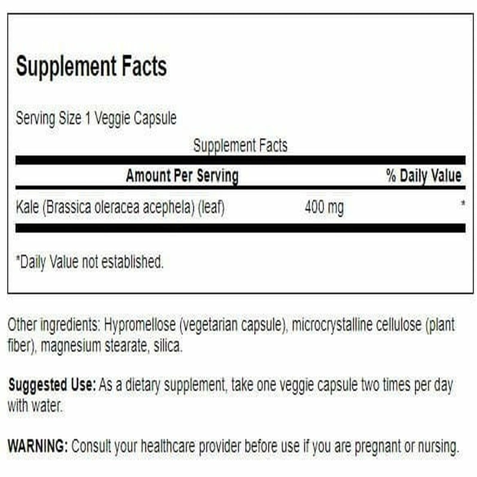 Close-up of Kale capsules from Swanson Full Spectrum Kale