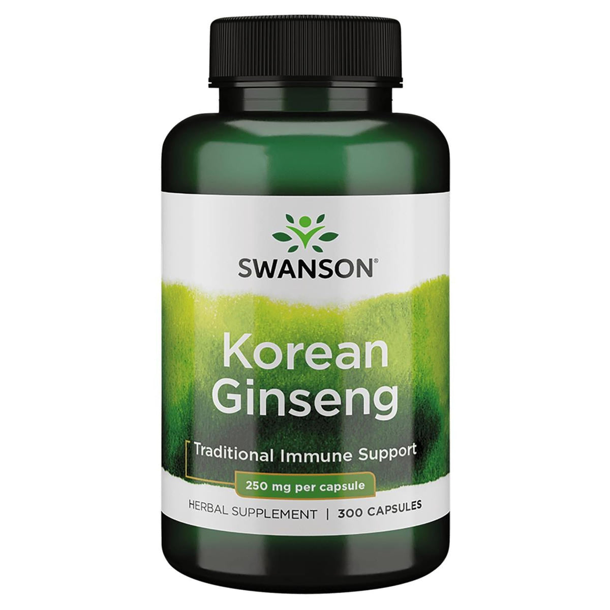 Bottle of Swanson Korean Ginseng 250 mg, 300 capsules