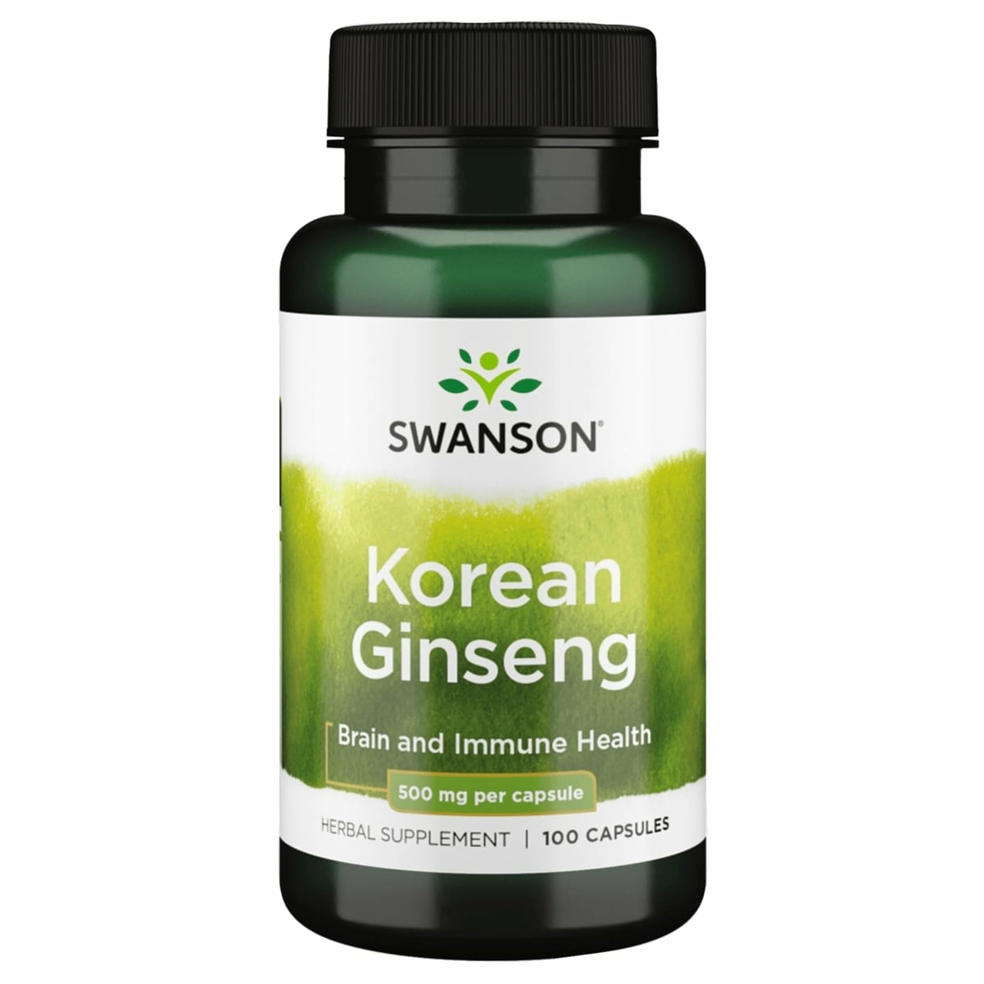 Bottle of Swanson Korean Ginseng 500 mg with 100 capsules