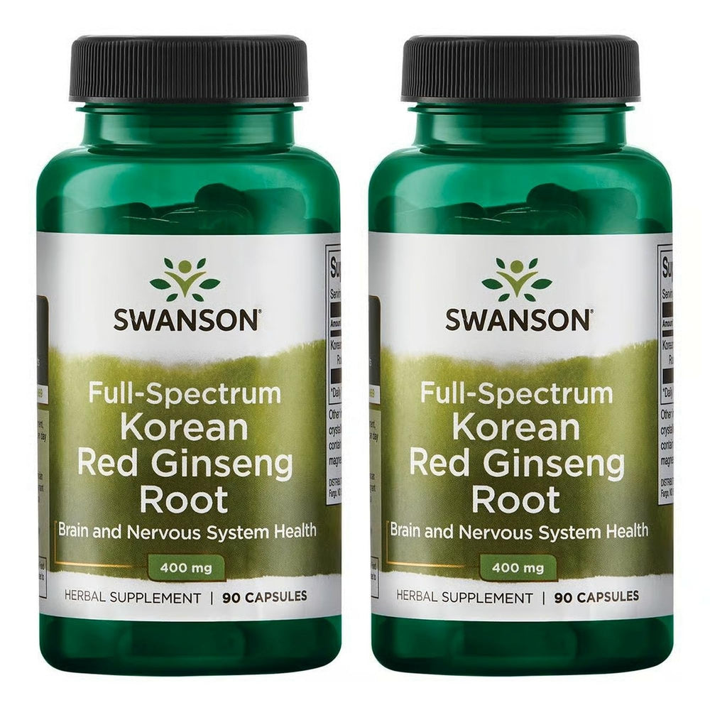 Swanson Full-Spectrum Korean Red Ginseng Root bottle and capsules