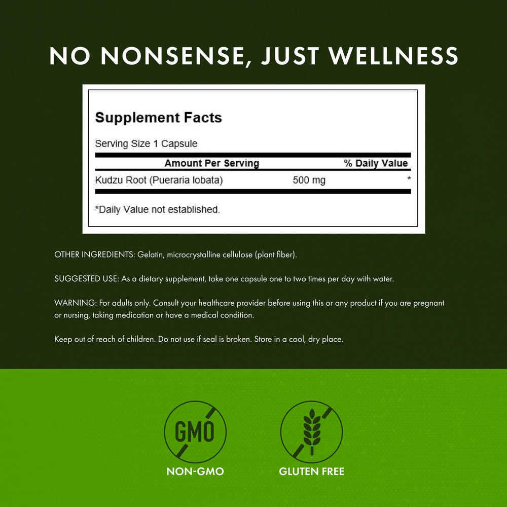 Swanson Kudzu Root capsules closeup—easy-to-swallow capsules for daily wellness.