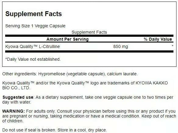 Swanson L-Citrulline 850mg 60 capsules bottle side view
