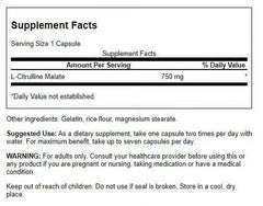 Swanson L-Citrulline Malate capsules close-up showing 750 mg dose