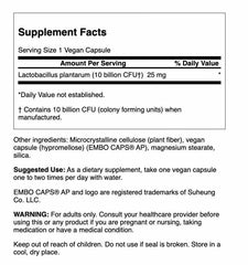 Label showing 10 billion CFUs of Lactobacillus plantarum