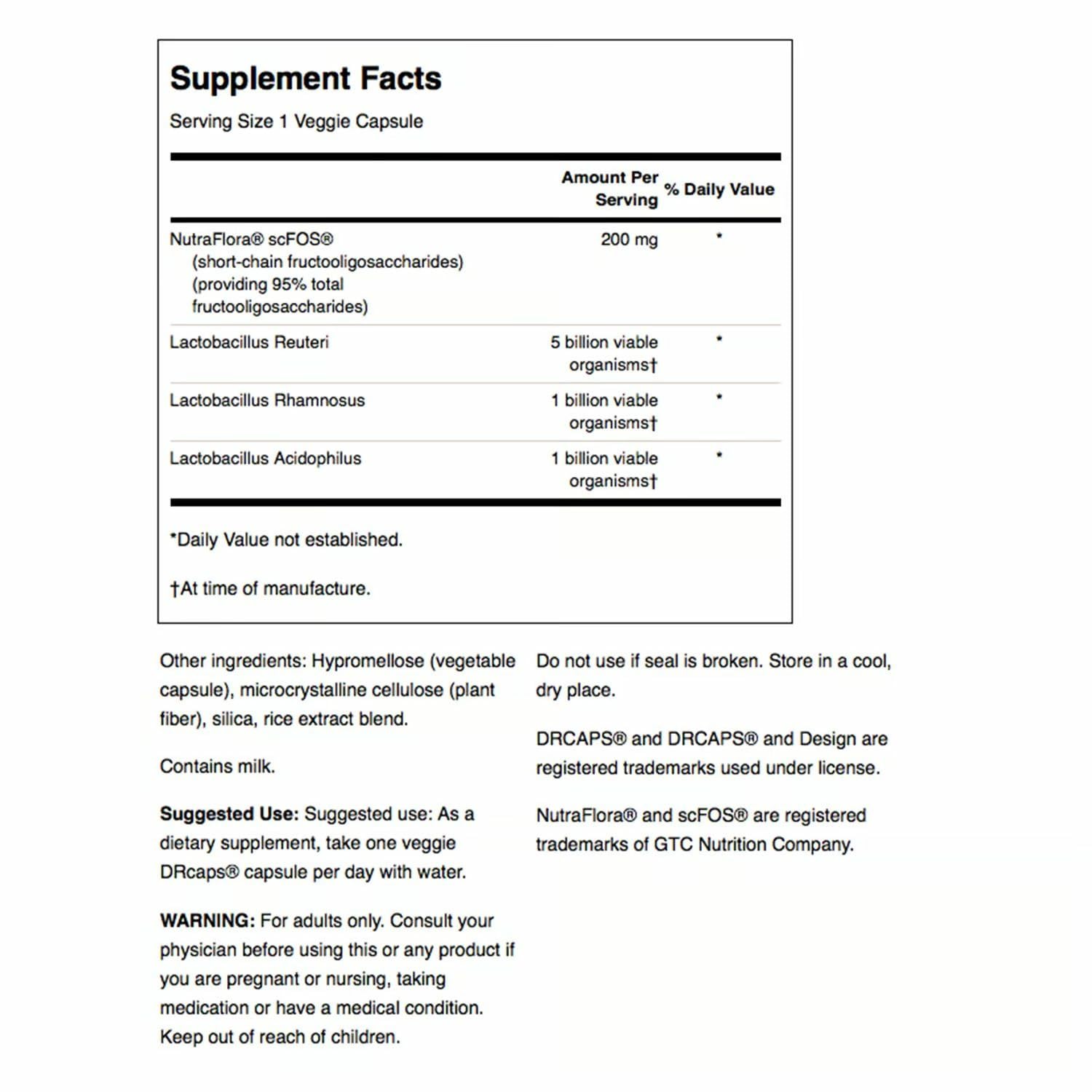 Close-up view of Swanson Probiotic Plus bottle