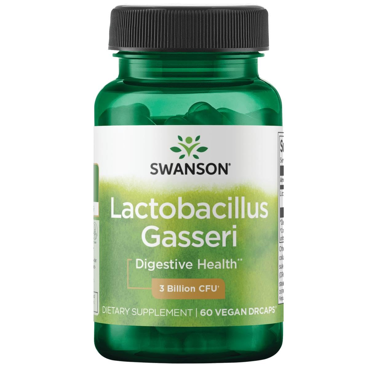 Bottle of Swanson Lactobacillus Gasseri probiotic with 60 veggie capsules and 3B CFU label