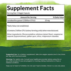 Close-up of Swanson Lactobacillus Gasseri probiotic label showing 3B CFU
