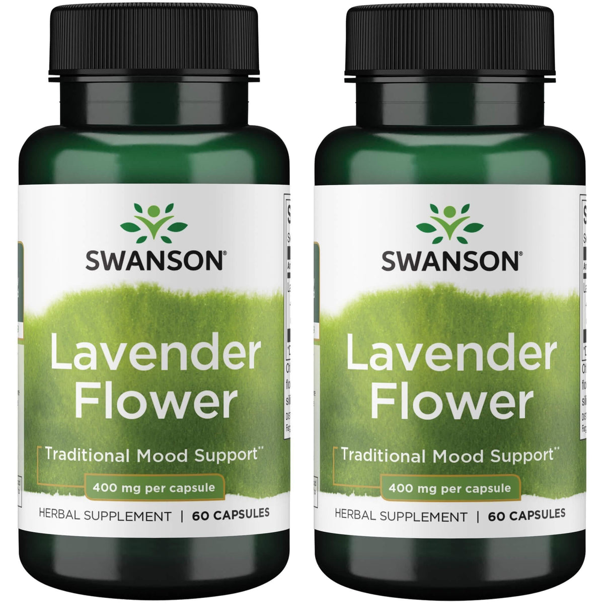 Swanson Lavender Flower bottle — 60 capsules, 400 mg each, 2-pack
