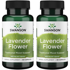 Swanson Lavender Flower bottle — 60 capsules, 400 mg each, 2-pack