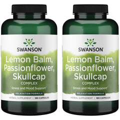 Swanson Lemon Balm Passion Flower Skullcap Complex 180 Capsules (2 Pack)