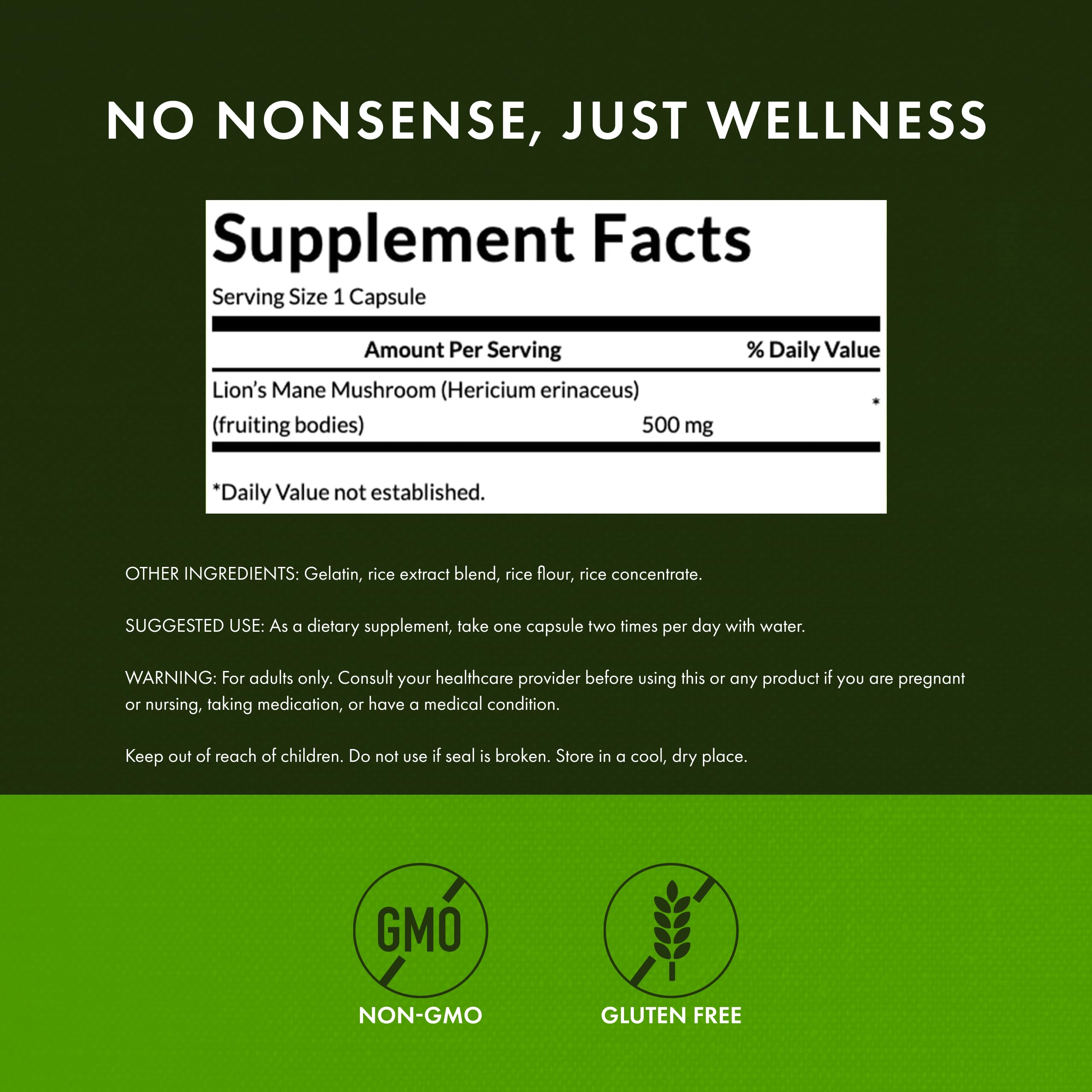 Swanson Lion's Mane capsules packaging