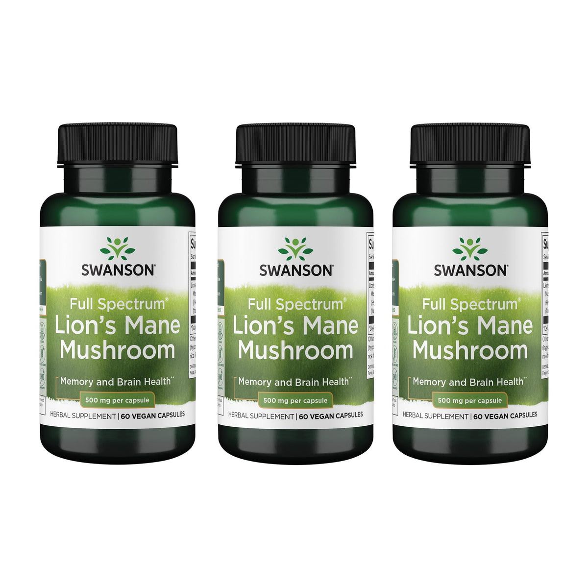 Swanson Lion's Mane Mushroom bottle with 60 capsules