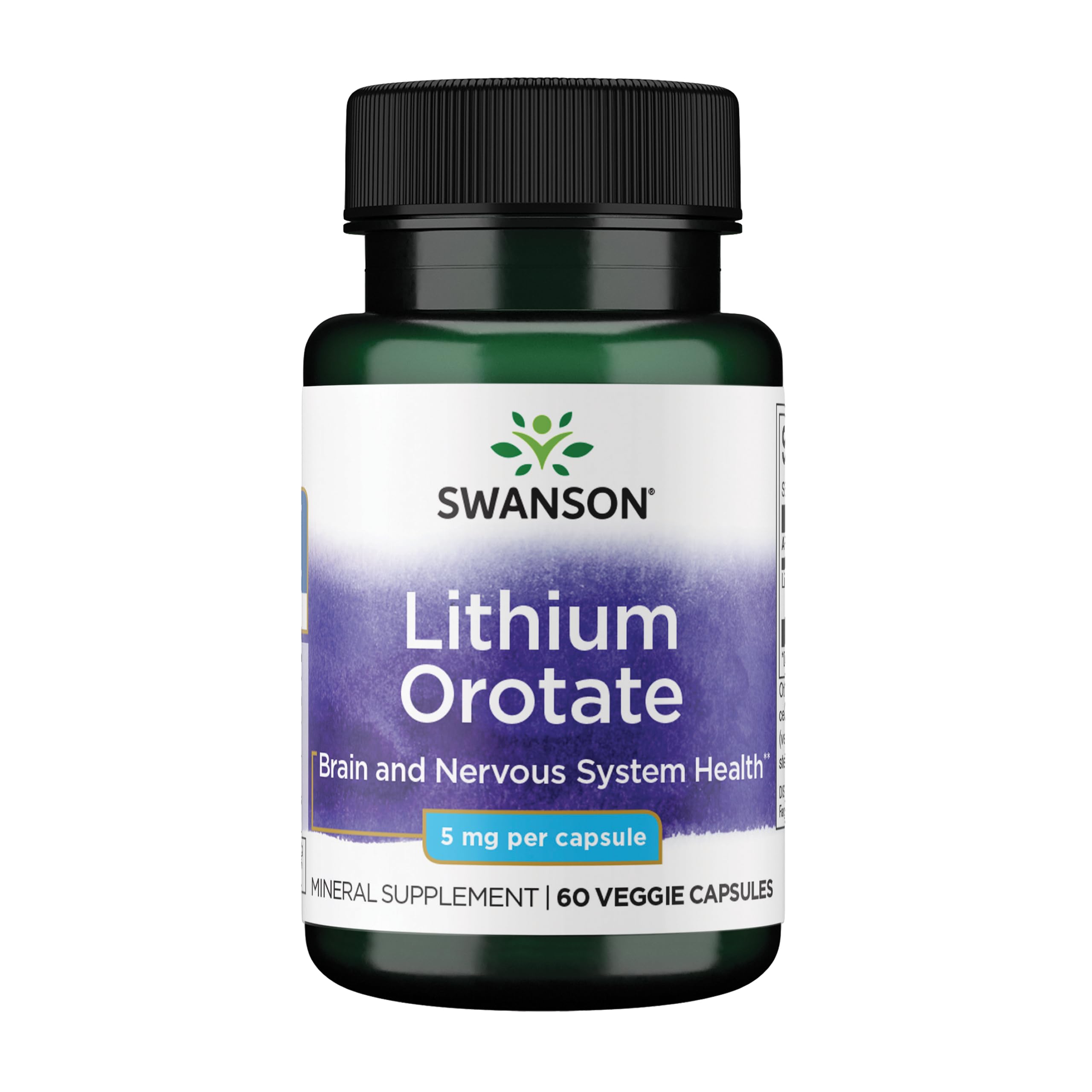 Swanson Lithium Orotate bottle with 60 veggie capsules