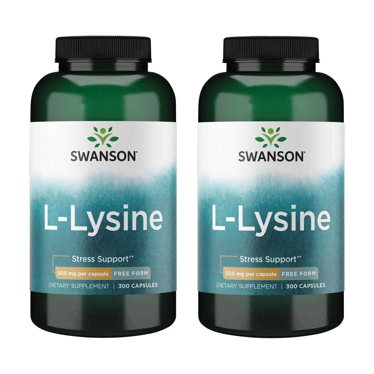 Swanson L-Lysine Free Form 500 mg 2-pack bottle front view