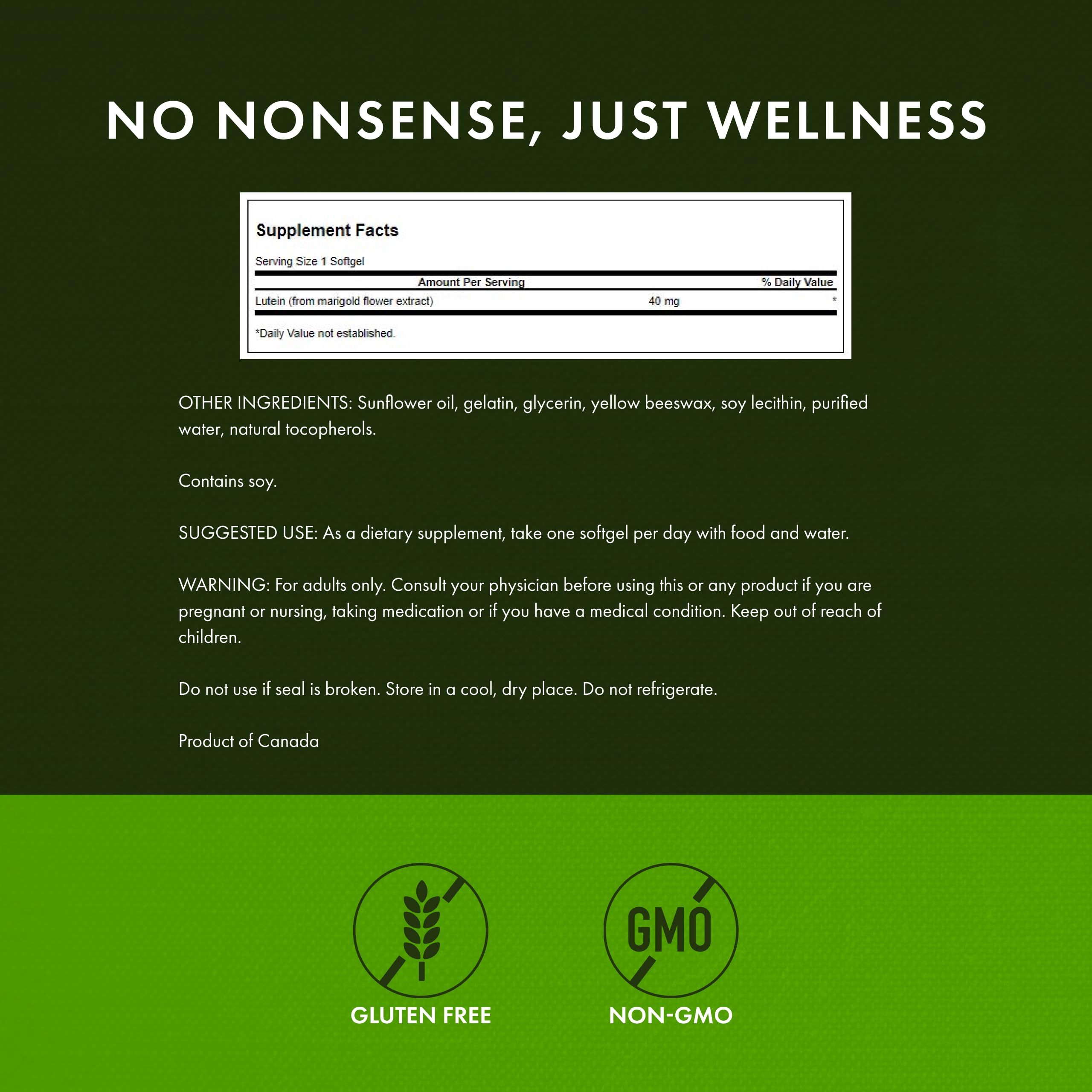 Close-up of Swanson Lutein softgel capsules