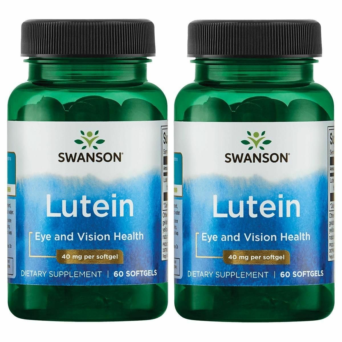 Swanson Lutein eye health softgels bottle, 60-count, two-pack.