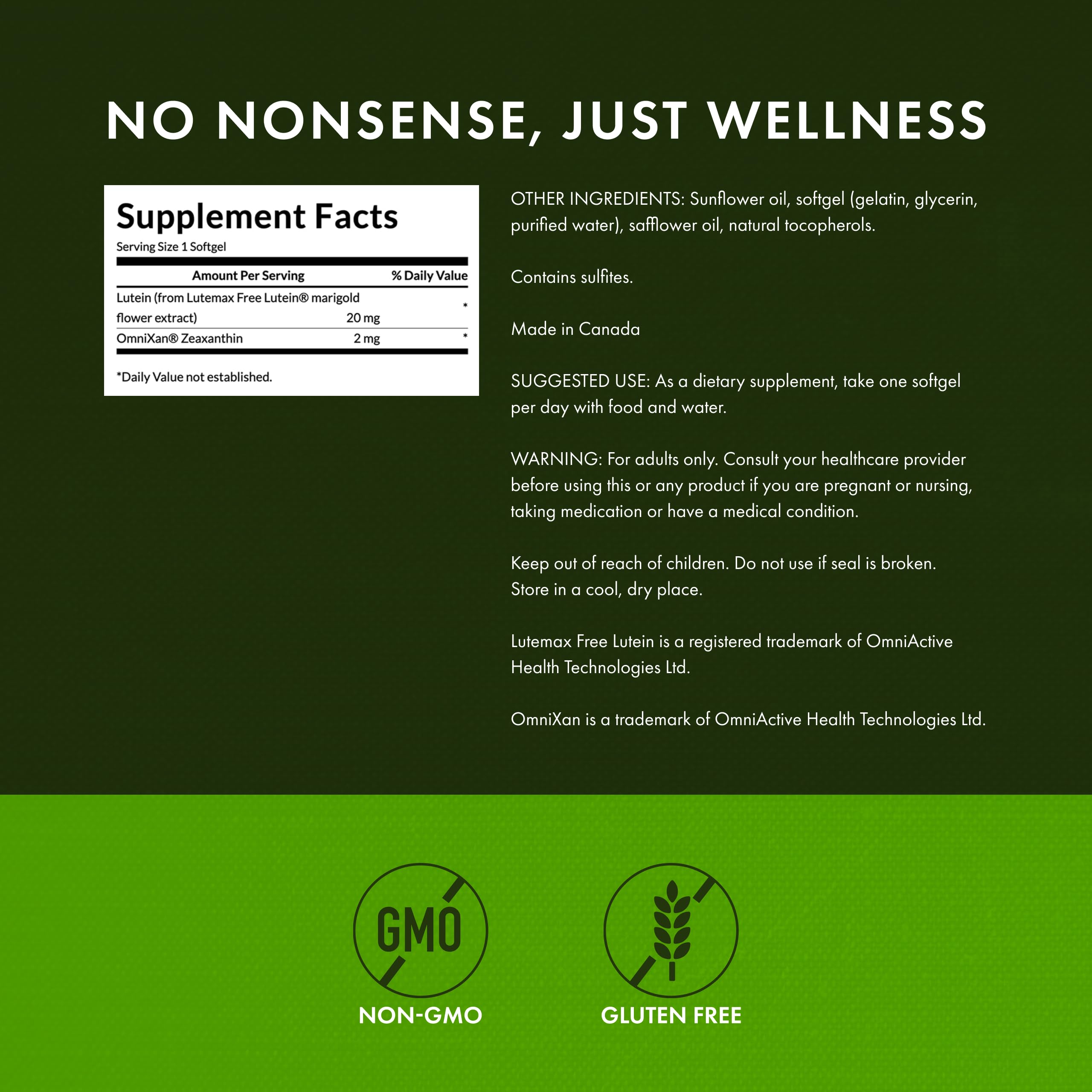 Close-up of Swanson eye health softgel capsules