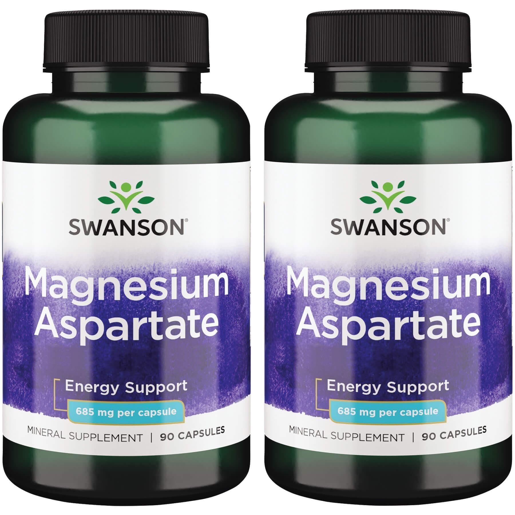 Swanson Magnesium Aspartate 685 mg 90 capsules, 2-pack bottle
