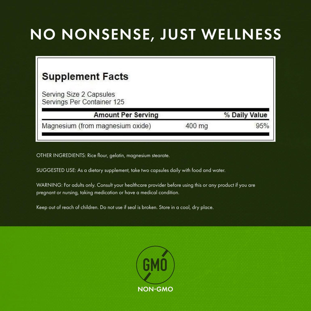 Close-up of Swanson magnesium bottle and capsules supporting daily wellness