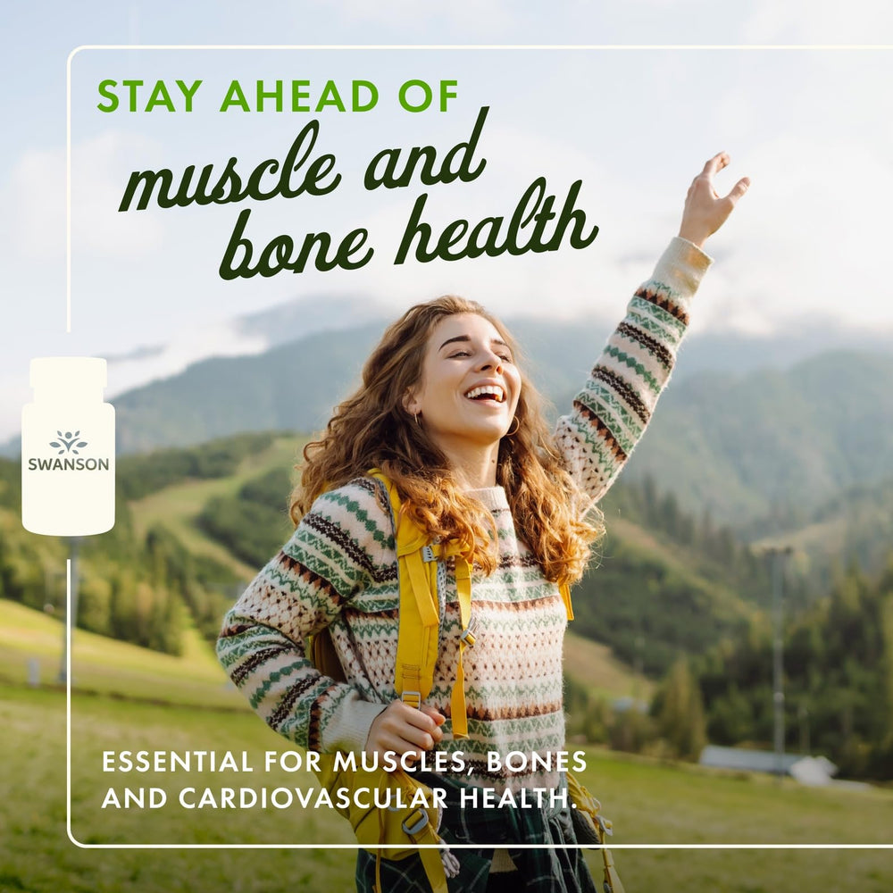 Swanson magnesium capsules on white background for daily wellness routine