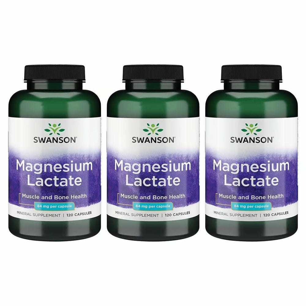 Swanson Magnesium Lactate bottle with 84 mg per capsule