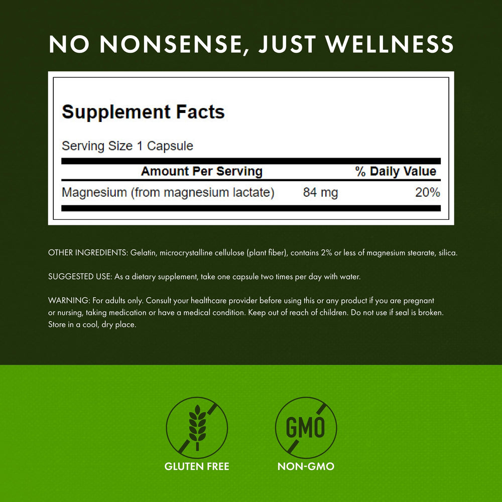 Lactose-free magnesium lactate form for gentle absorption