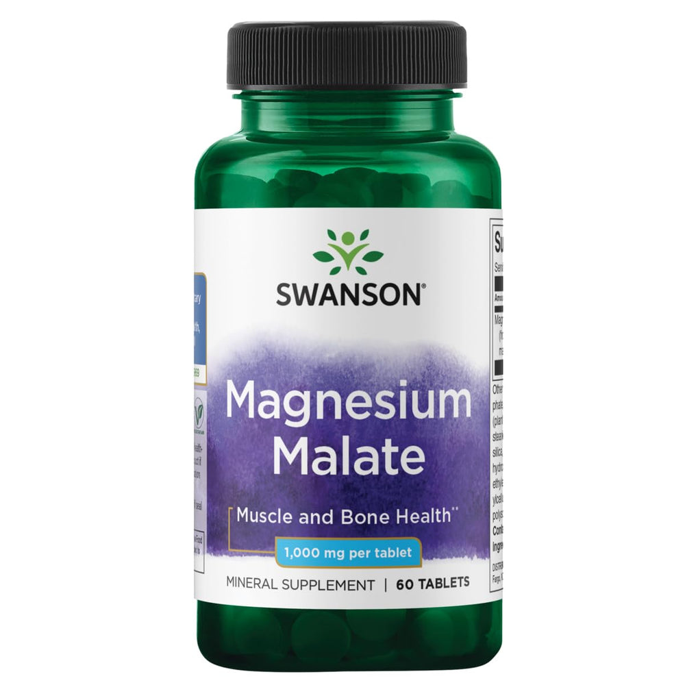 Swanson Magnesium Malate 150 mg elemental per 1000 mg tablet - 60 tabs