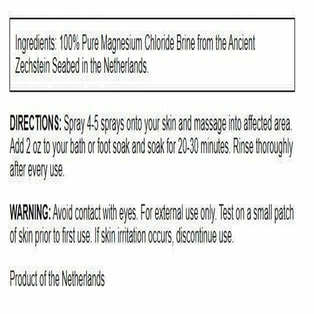 Swanson Magnesium Oil Spray 8 oz bottle back label