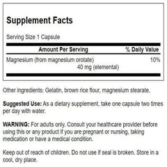 Close-up of Swanson Magnesium Orotate bottle label
